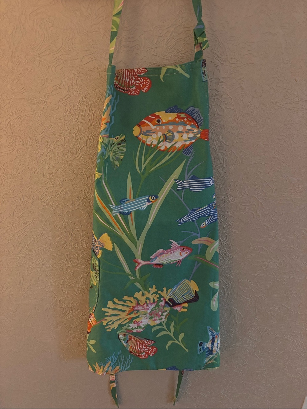 Green Tropical Fish Print Kitchen Apron